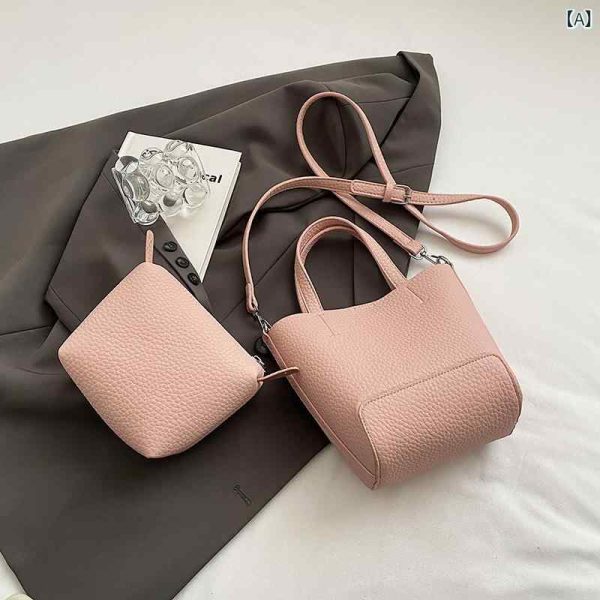 IIXcode1410677252 Bucket Shoulder Bag Soft Leather Pink