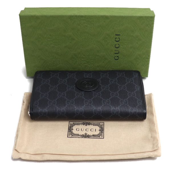 td24 0620 6 628 Gucci Interlocking G Zip Around Wallet Black