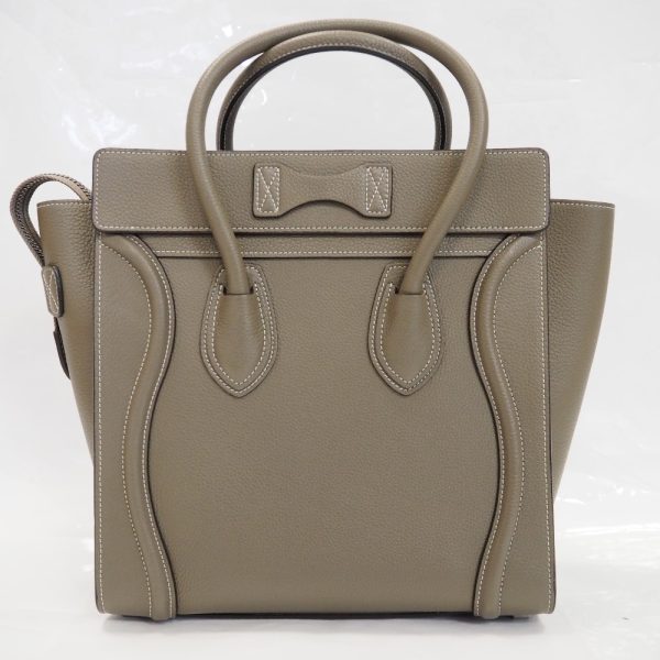 th504481 6 Celine Luggage Micro Shopper Handbag Genuine Leather Suri greige