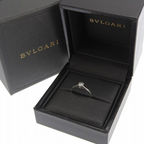 tk20b1016016 5 BVLGARI Platinum Diamond Ring Glyph Solitaire