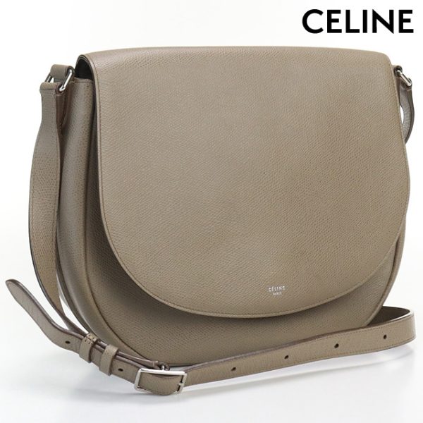 usdce57427011 1a Celine Flap Leather Shoulder Bag Gray