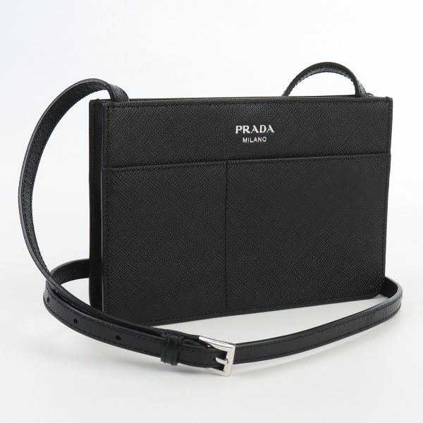 usdpr63262011001 Prada Mini Leather Shoulder Bag Black