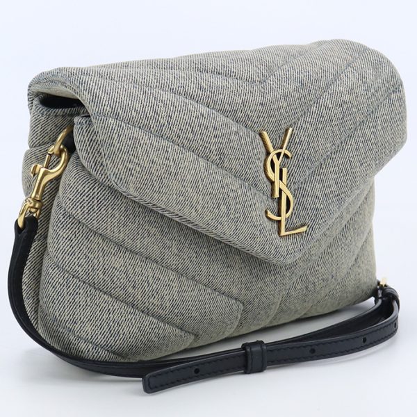 usdsl71362011001 Saint Laurent Lulu Toy Bag Denim Gray