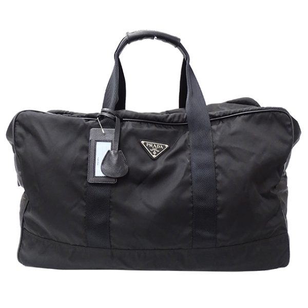 v0078382200 1 Prada Boston Large Capacity Nylon Bag Black