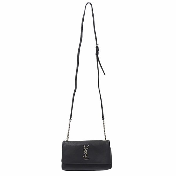 v0081123000 4 Saint Laurent Sunset Small Leather Shoulder Bag Black