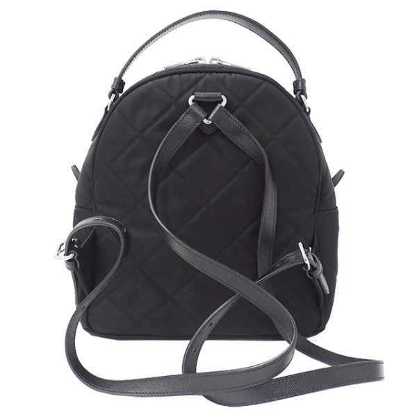 v0081346400 4 Prada Backpack Hardware Nylon Black Quilted Silver