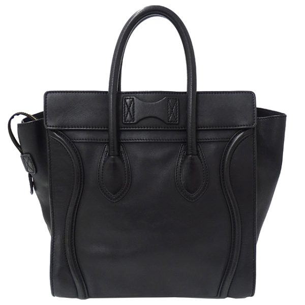 v0082144400 2 Celine Luggage Mini Shopper Tote Bag Black Leather