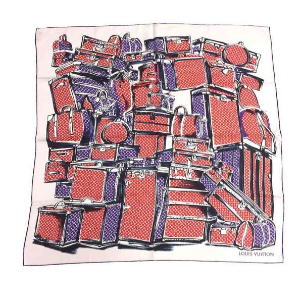 vuitton4403 Louis Vuitton Carre Trunk Scarf Monogram Pink Red Purple