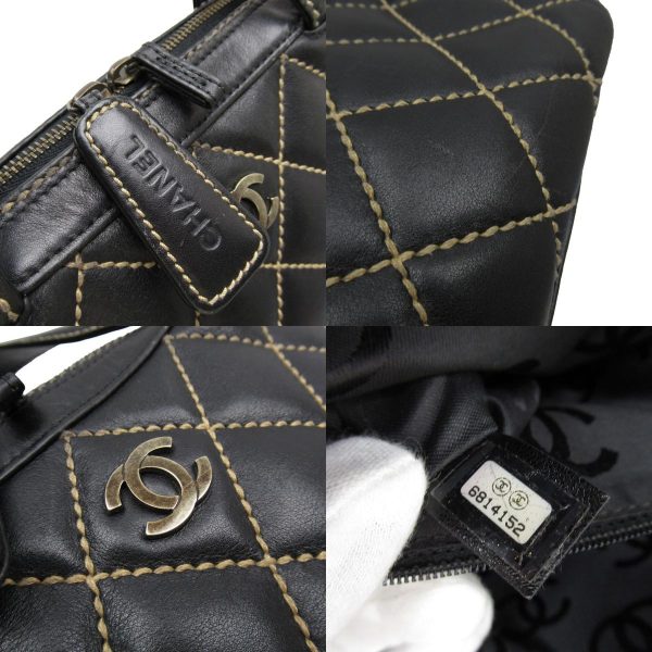 w0167i 6 c Chanel Handbag Wild Stitch Leather Black