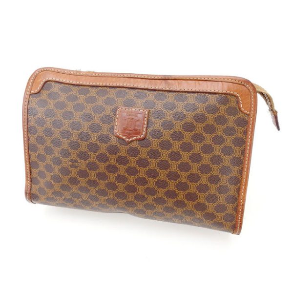 y1986 Celine Clutch Bag Macadam Brown