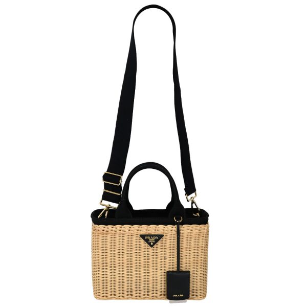 y360517 02 04 Prada Midorino Canapa Shopping Tote Bag Black