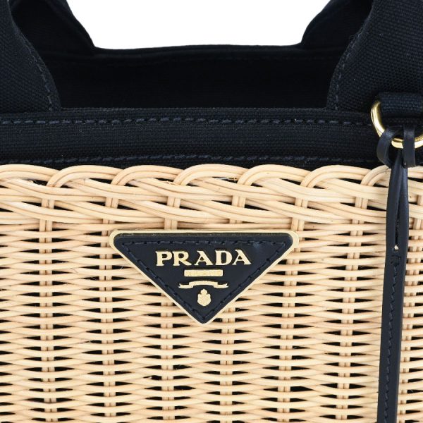 y360517 02 08 Prada Midorino Canapa Shopping Tote Bag Black