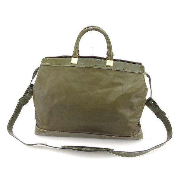 y5314 Celine 2WAY Shoulder Bag Boston Khaki Gold Leather