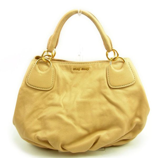 y5948 Miu Miu Back Outlet Summer Item Leather Handbag Beige