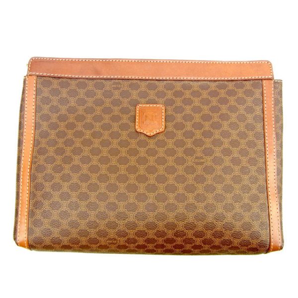 y6663 Celine Clutch Bag Brown PVC Leather