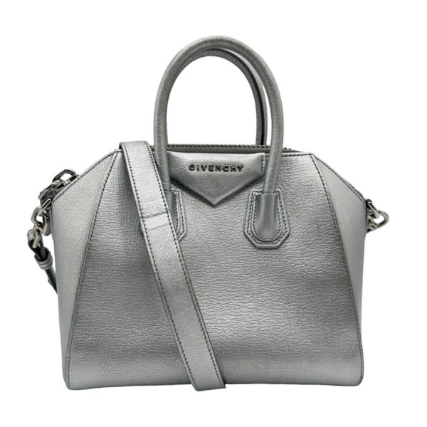 z0316 1 Givenchy Handbag Shoulder Bag Antigona Leather Silver