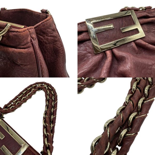 z0640 10 c Fendi Leather Handbag Bordeaux