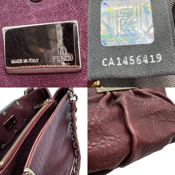 z0640 14 c Fendi Leather Handbag Bordeaux