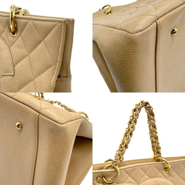 z1374 7 c Chanel Handbag Caviar Skin Leather Beige