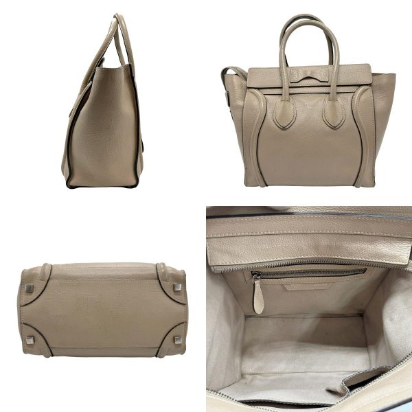 z1497 2 c Celine Handbag Luggage Micro Shopper Leather Beige