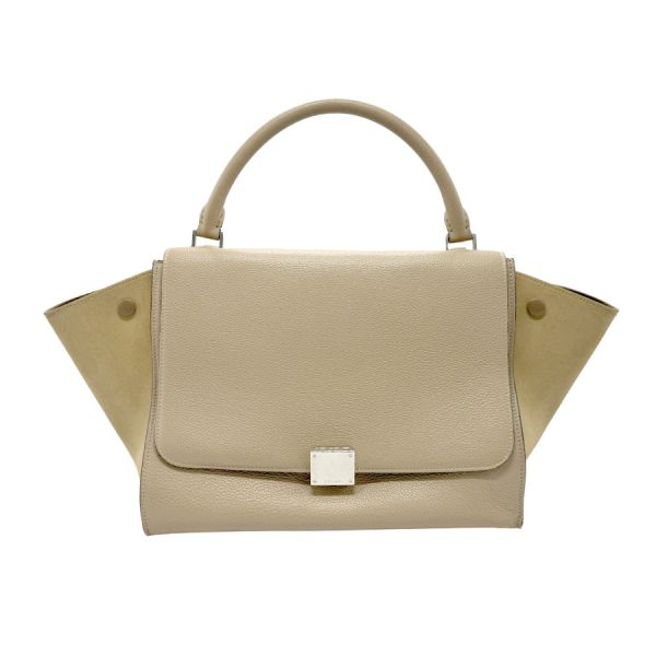 z1526 1 Celine shoulder bag trapeze leather suede beige