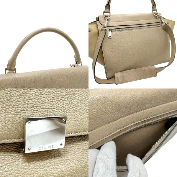 z1526 10 c Celine shoulder bag trapeze leather suede beige