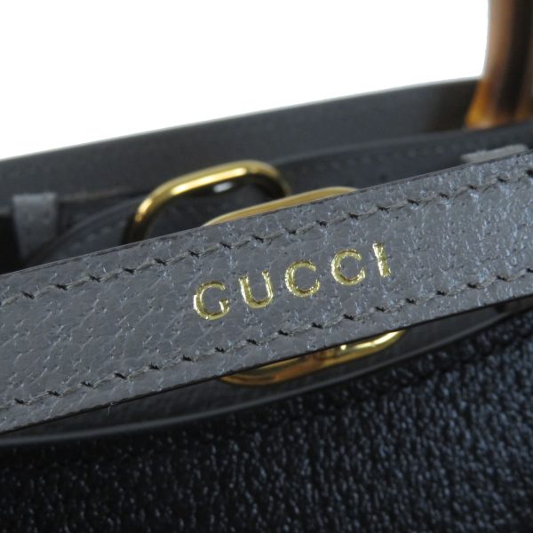 00005002 13 Gucci Diana Medium Dragon 3 Way Leather Bamboo Handle Shoulder Bag Black