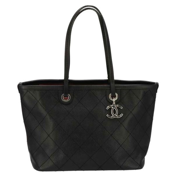 00157 1 Chanel Caviar Skin Matelasse On The Road Tote Black