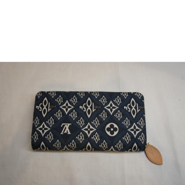 00380 2 Louis Vuitton Zippy Wallet Monogram Jacquard Bag Blue