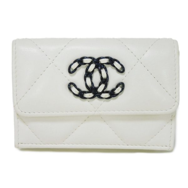 01039h 1 Chanel Small Flap Wallet Leather White