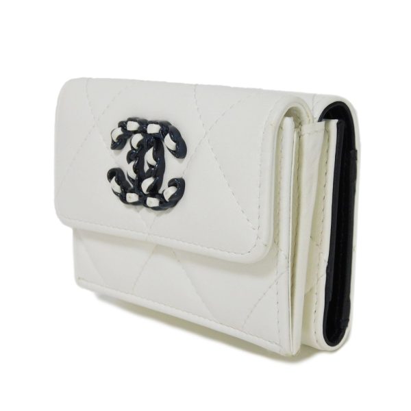 01039h 2 Chanel Small Flap Wallet Leather White