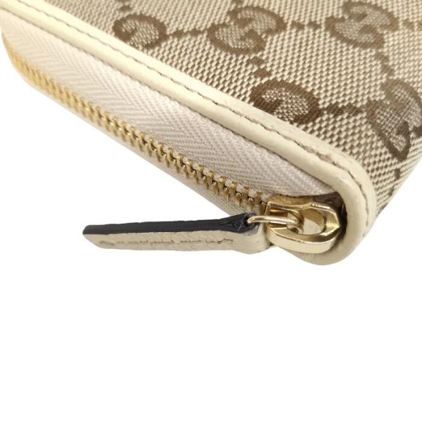 0105 2 4 Gucci GG Canvas Round Zipper Long Wallet Beige