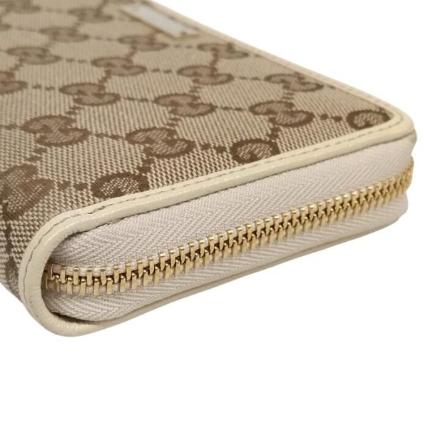 0105 2 5 Gucci GG Canvas Round Zipper Long Wallet Beige