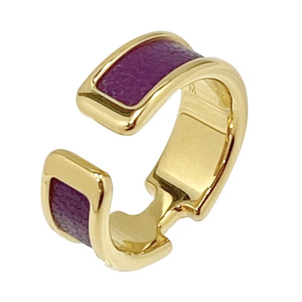 010675cc 04 Hermes GM Olympe Chamkila Goatskin Large Ear Cuff Purple Gold