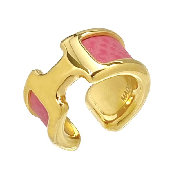 010734cc8w rosaza3 Hermes PM Olympe Epsom Small Ear Cuff Rose Azalae Pink