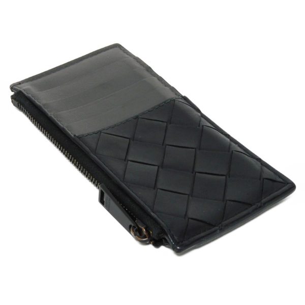 01078h 4 Bottega Veneta Coin Card Holder Intrecciato Leather Black