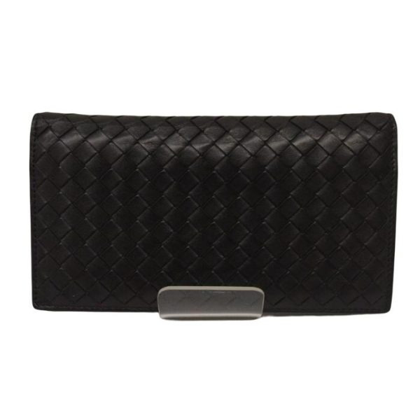 0113 2 1 Bottega Veneta Intrecciato Long Wallet Black