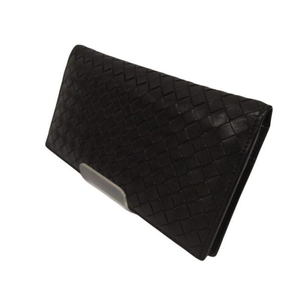 0113 2 2 Bottega Veneta Intrecciato Long Wallet Black