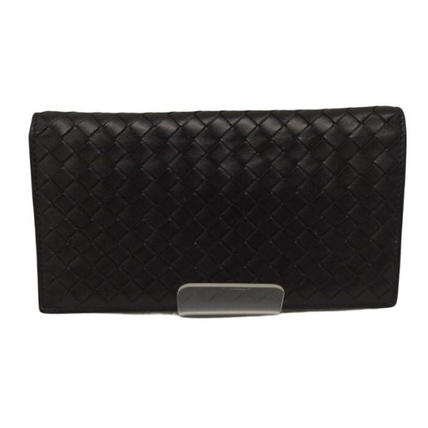 0113 2 3 Bottega Veneta Intrecciato Long Wallet Black