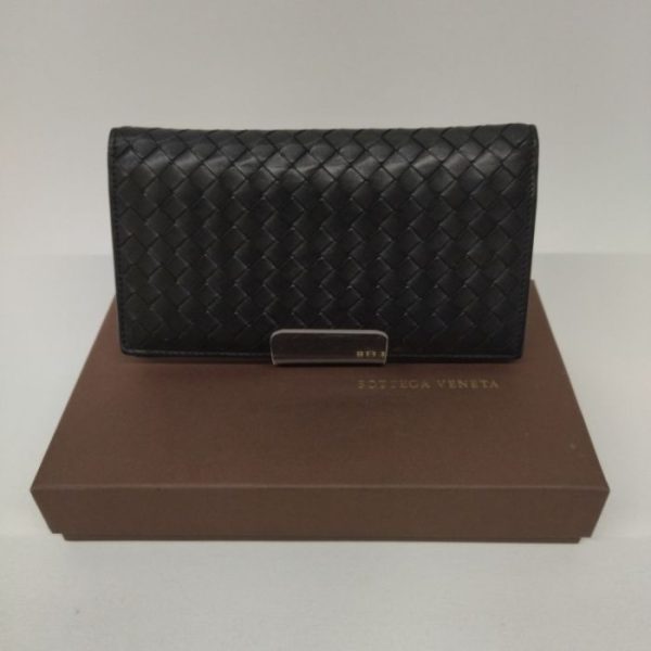 0113 2 8 Bottega Veneta Intrecciato Long Wallet Black