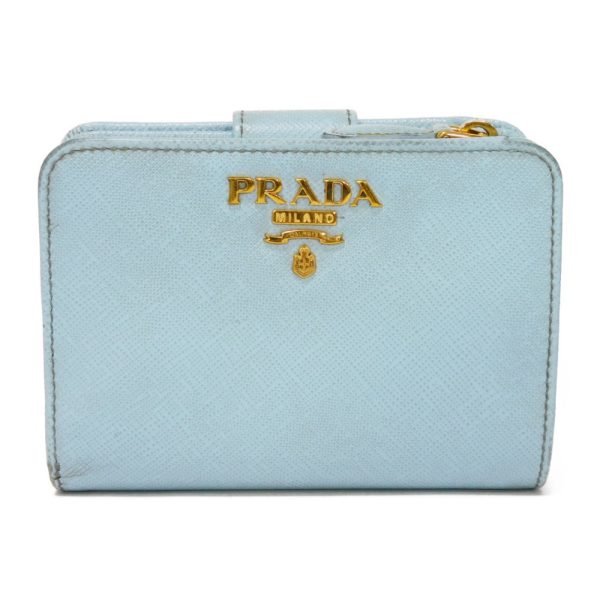 01173h 1 Prada Saffiano Martini Compact Wallet Leather Blue