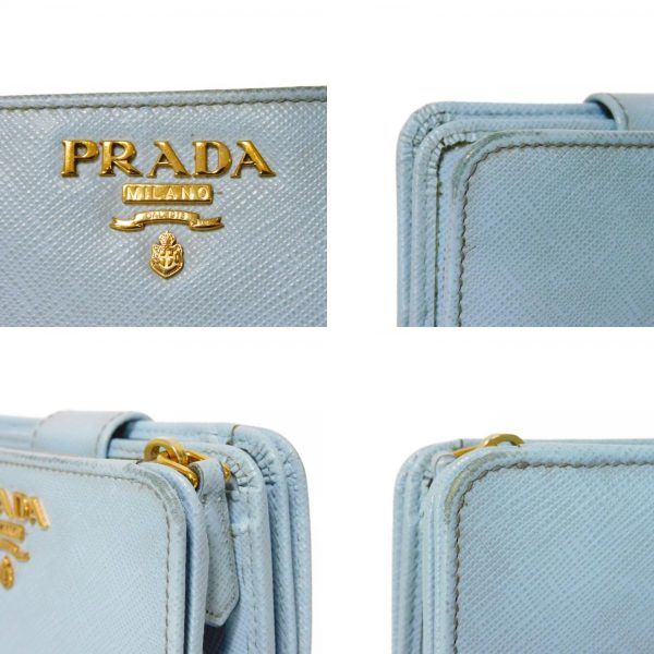 01173h 31 combine Prada Saffiano Martini Compact Wallet Leather Blue