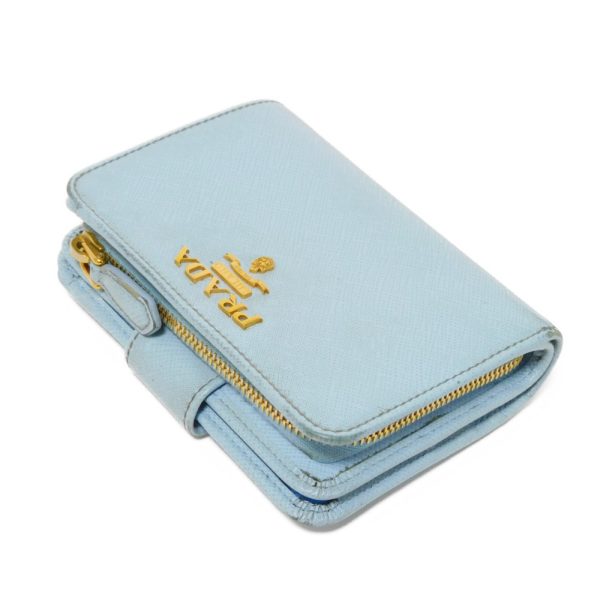 01173h 4 Prada Saffiano Martini Compact Wallet Leather Blue