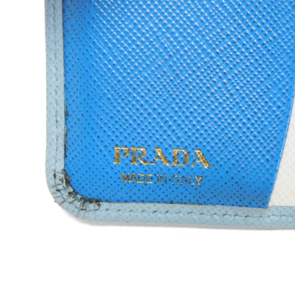 01173h 7 Prada Saffiano Martini Compact Wallet Leather Blue