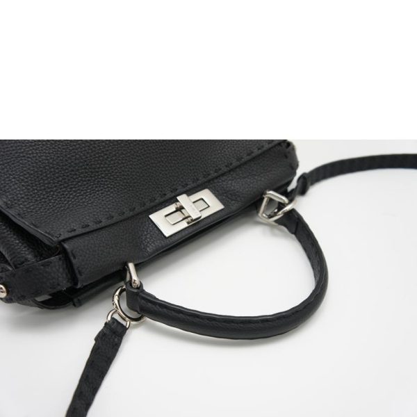 01443 4 Fendi Peekaboo Selleria Regular Bag Black Silver Hardware