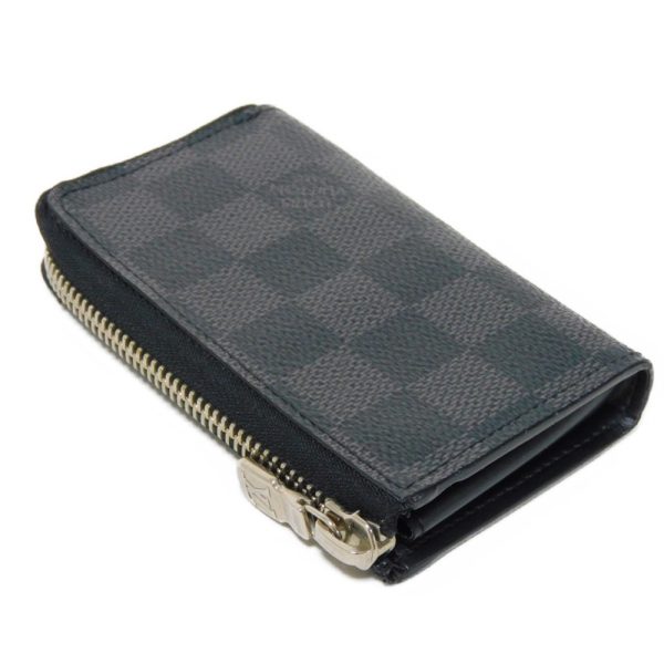 02054h 4 Louis Vuitton Car Key Case Coin Case Leather Black