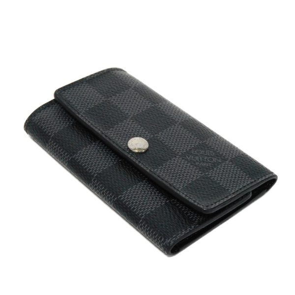 02063h 4 Louis Vuitton Multicle Key Case Leather Black