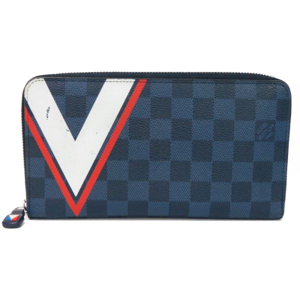 02081h 1 Louis Vuitton Zippy Organizer Long Wallet Canvas Navy