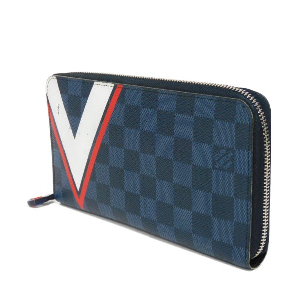 02081h 2 Louis Vuitton Zippy Organizer Long Wallet Canvas Navy