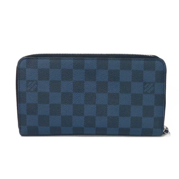 02081h 3 Louis Vuitton Zippy Organizer Long Wallet Canvas Navy